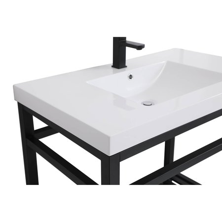 Elegant Decor 36 Inch Single Bathroom Metal Vanity In Black VF14036BK